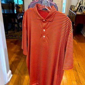 Turtleson men’s stripe golf shirt. Size XL orange with navy stripes